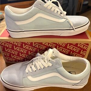 Vans Light Blue and White Low-Top Sneakers